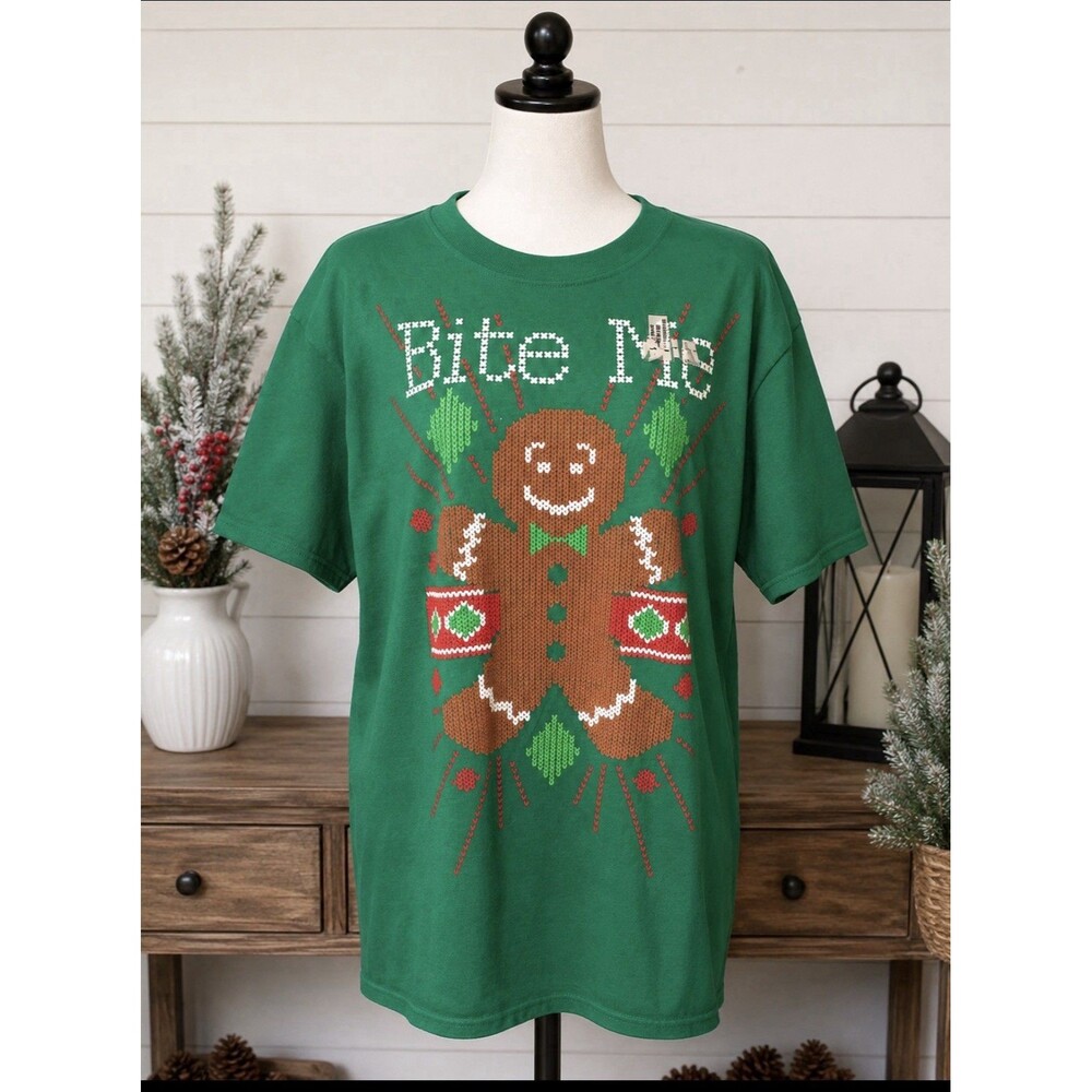NWT Classic Teaze Large Unisex Christmas Gingerbread Man T-shirt 42”Chest 30” L